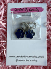Load image into Gallery viewer, Blue Paw Print Clip On Earrings
