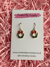 Load image into Gallery viewer, Christmas Wreath Charm Earrings
