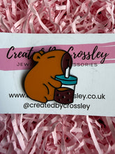 Load image into Gallery viewer, Boba Bubble Tea Capybara Pin Badge
