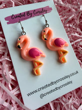 Load image into Gallery viewer, Flamingo Charm Earrings
