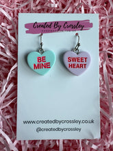Load image into Gallery viewer, Sweetheart Quote Heart Charm Earrings
