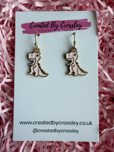 Load image into Gallery viewer, Pink Dinosaur Charm Earrings
