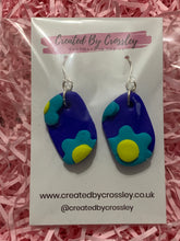 Load image into Gallery viewer, Blue Flower Clay Earrings
