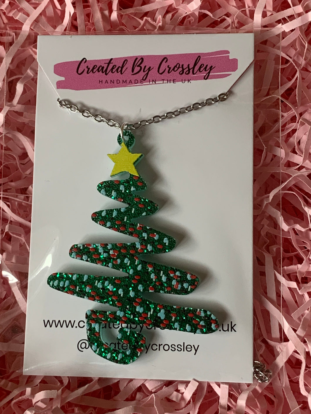 Large Christmas Tree Charm Necklace