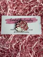 Load image into Gallery viewer, Pink Flower Hedgehog Pin Badge

