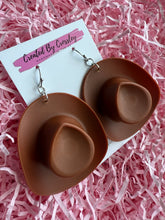 Load image into Gallery viewer, Large Brown Cowboy Hat Charm Earrings
