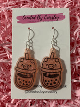 Load image into Gallery viewer, Pig Bubble Tea Resin Earrings
