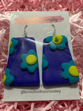 Load image into Gallery viewer, Blue Flower Clay Earrings
