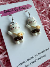 Load image into Gallery viewer, White Cat Charm Earrings

