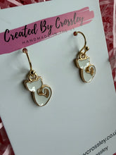 Load image into Gallery viewer, White Cat Charm Earrings
