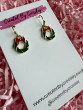 Load image into Gallery viewer, Mini Christmas Wreath Charm Earrings
