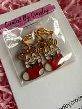 Load image into Gallery viewer, Reindeer Stocking Clip On Earrings
