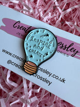 Load image into Gallery viewer, “Inspire and Create” Lightbulb Pin Badge
