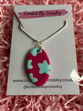 Load image into Gallery viewer, Pink Blue Star Oval Clay Earrings and Necklace
