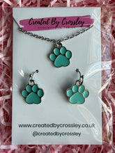Load image into Gallery viewer, Light Blue Paw Print Jewellery Set
