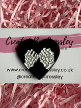 Load image into Gallery viewer, Heart Skeleton Pinky Promise Pin Badge
