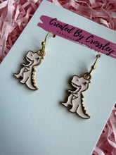 Load image into Gallery viewer, Pink Dinosaur Charm Earrings
