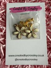 Load image into Gallery viewer, White Gem Flower Clip On Earrings
