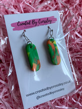 Load image into Gallery viewer, Green Pattern Clay Earrings
