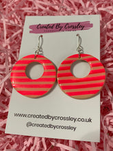 Load image into Gallery viewer, Striped Circle Clay Earrings
