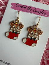Load image into Gallery viewer, Reindeer Stocking Charm Earrings

