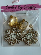 Load image into Gallery viewer, Snowflake Clip On Earrings
