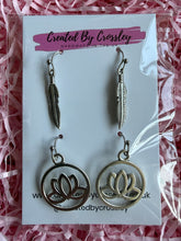 Load image into Gallery viewer, Feather Lotus Earring Duo
