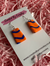 Load image into Gallery viewer, Orange Blue Clay Earrings
