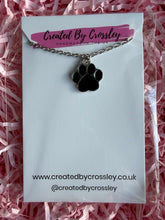 Load image into Gallery viewer, Black Paw Print Charm Necklace
