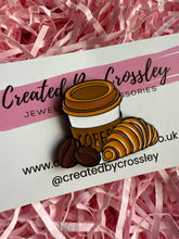 Load image into Gallery viewer, Coffee Croissant Pin Badge
