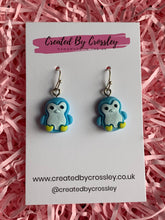 Load image into Gallery viewer, Blue Penguin Charm Earrings
