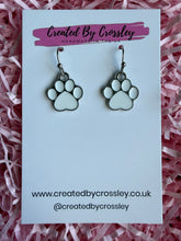 Load image into Gallery viewer, White Paw Print Charm Earrings
