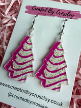 Load image into Gallery viewer, Pink Christmas Tree Charm Earrings
