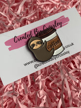 Load image into Gallery viewer, Coffee Sloth Pin Badge
