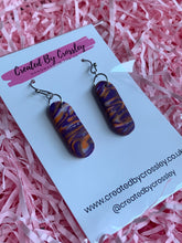 Load image into Gallery viewer, Purple Pattern Clay Earrings
