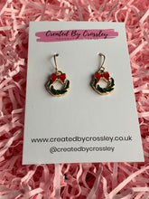 Load image into Gallery viewer, Christmas Wreath Charm Earrings
