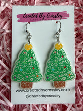 Load image into Gallery viewer, Christmas Tree Doodle Charm Earrings
