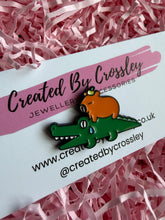 Load image into Gallery viewer, Capybara crocodile Pin badge
