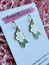 Load image into Gallery viewer, White Flower Charm Earrings
