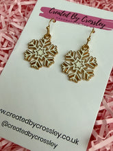 Load image into Gallery viewer, White Snowflake Charm Earrings
