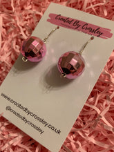 Load image into Gallery viewer, Pink Disco Ball Charm Earrings
