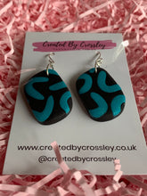 Load image into Gallery viewer, Black Blue Clay Earrings
