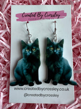 Load image into Gallery viewer, Black Cat Charm Earrings
