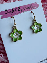 Load image into Gallery viewer, Green Flower Charm Earrings
