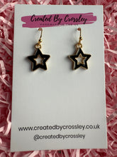 Load image into Gallery viewer, Black Outline Star Charm Earrings
