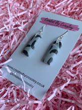 Load image into Gallery viewer, Grey Pattern Clay Earrings
