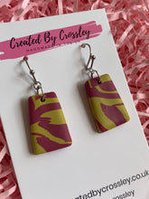 Load image into Gallery viewer, Purple Green Clay Earrings
