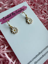 Load image into Gallery viewer, Mini White Daisy Charm Earrings
