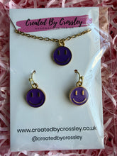 Load image into Gallery viewer, Purple Happy Face Jewellery Set
