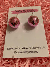 Load image into Gallery viewer, Pink Disco Ball Charm Earrings
